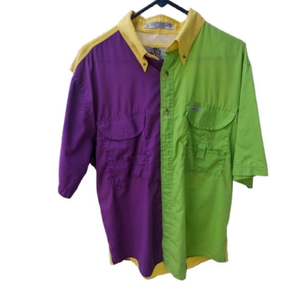 Mens Large Colorblock outdoors Short Sleeve Shirt/Large - Picture 1 of 8
